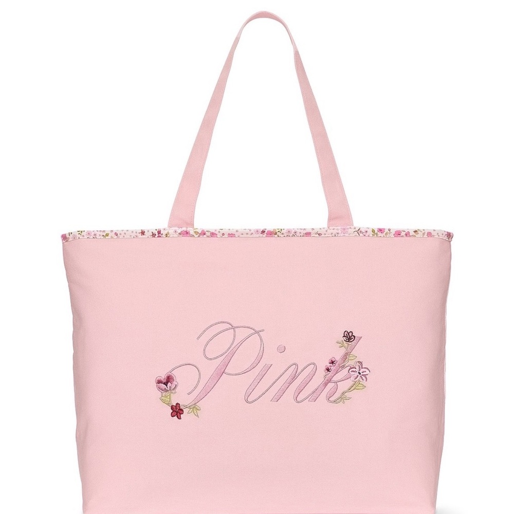 Victoria Secret Pink Floral Embroidered Tote Bag